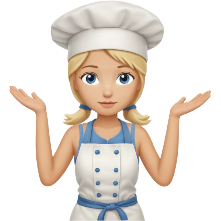 Sexy Full body  pretty
Long Blonde hair blue eyed female chef wearing white tank top, denim shorts and chef hat arms folded emoji