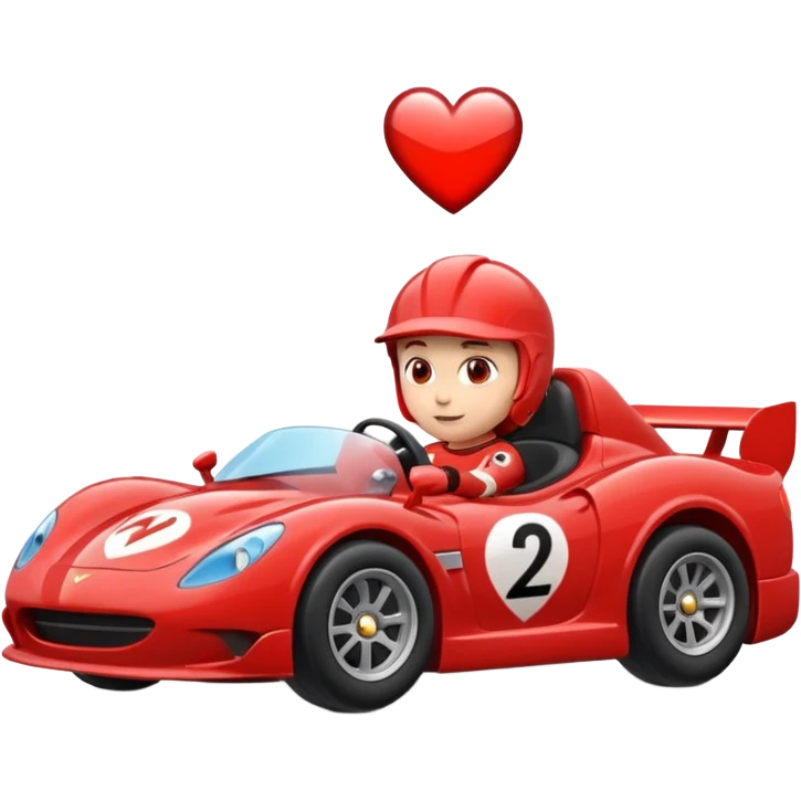 heart driving in a race car emoji