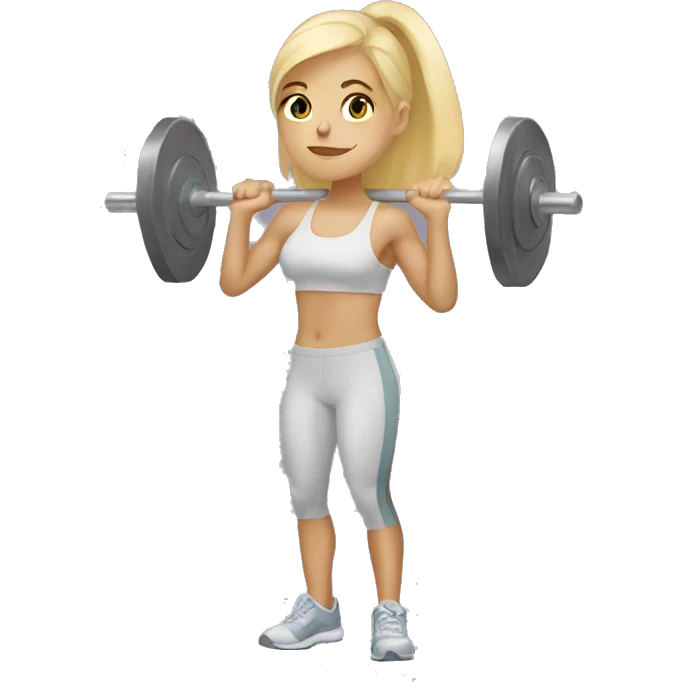 Blonde girl doing squats with barbell emoji
