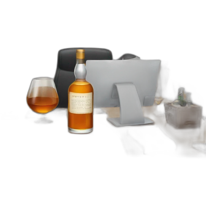 Office setup with Whiskey  emoji
