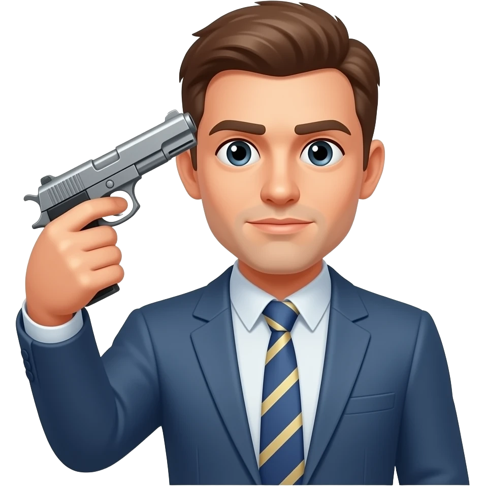 A person killing himself, have him holding a gun pointing at his own forehead emoji