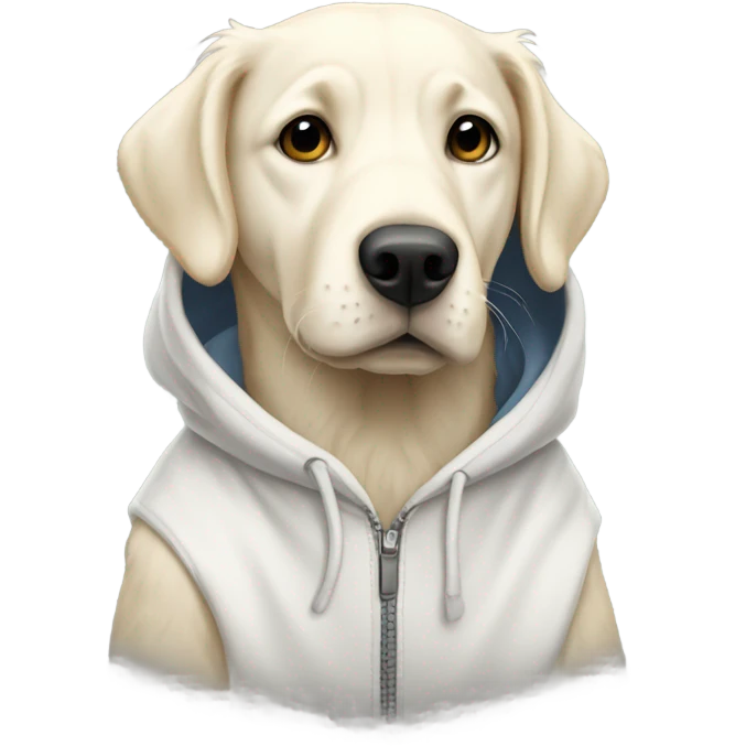 White retriever with a hoodie emoji