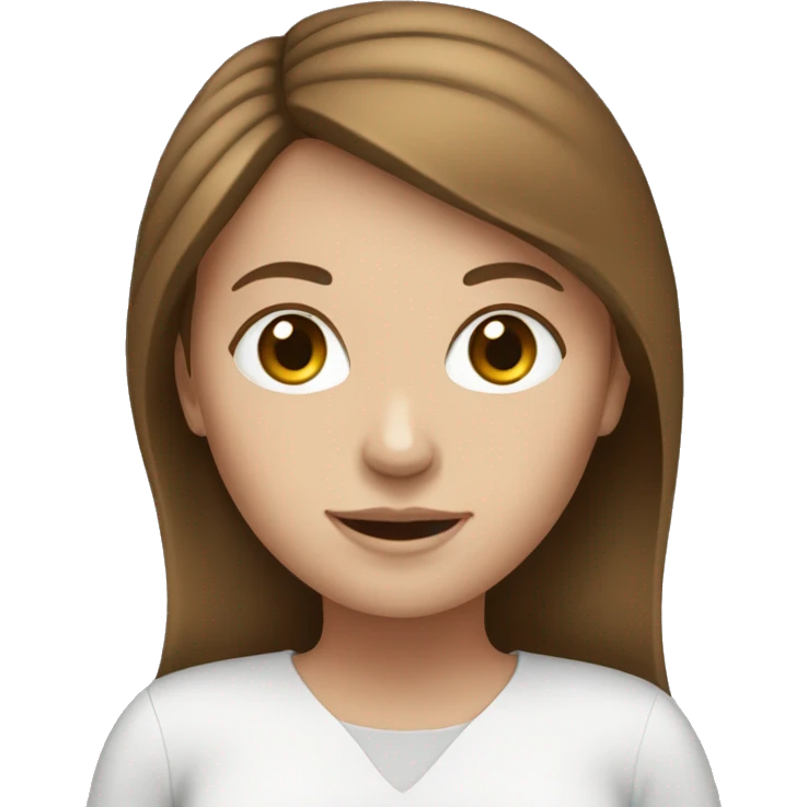 White girl with brown hair using a laptop emoji