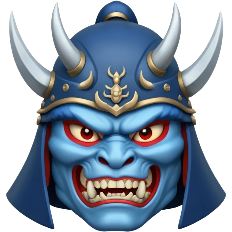 blue oni with samurai helmet face emoji