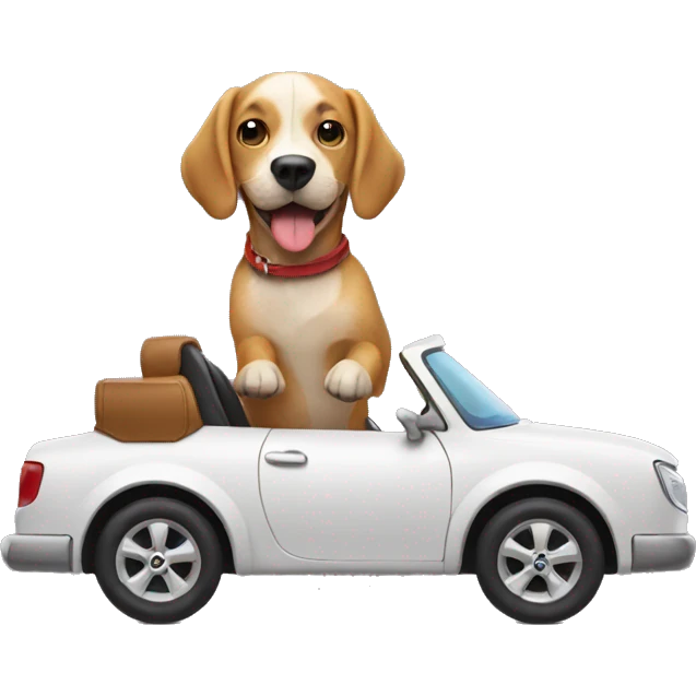 dog riding a car emoji