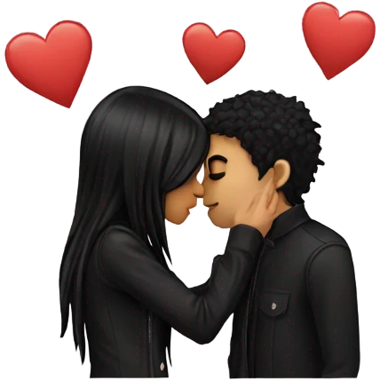 Black haired emo couples kissing  emoji