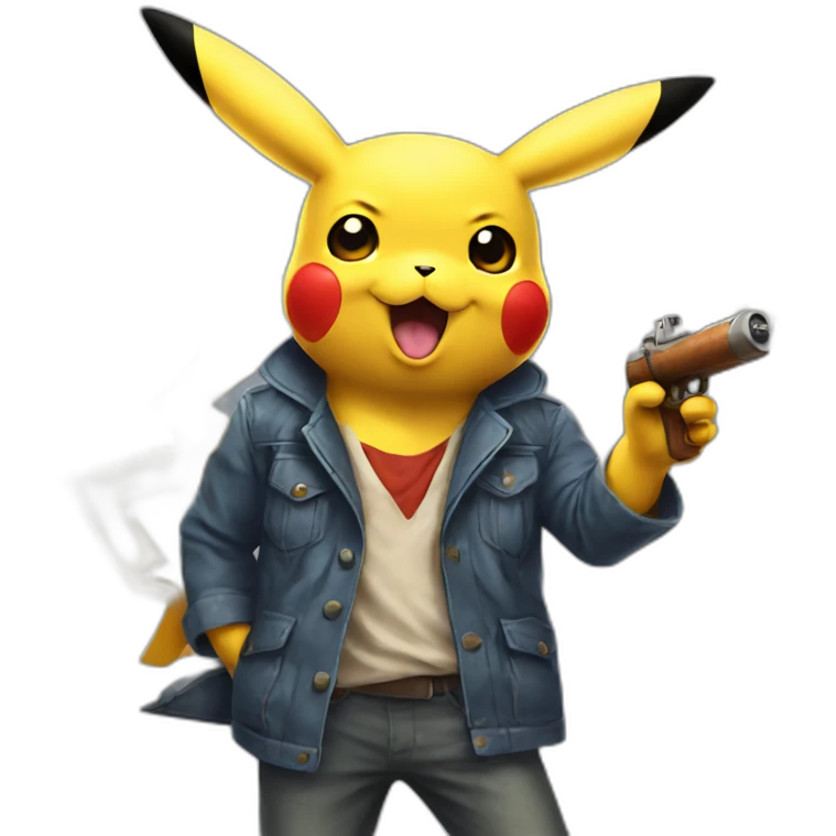 pikachu with pumpgun smoking cigar emoji
