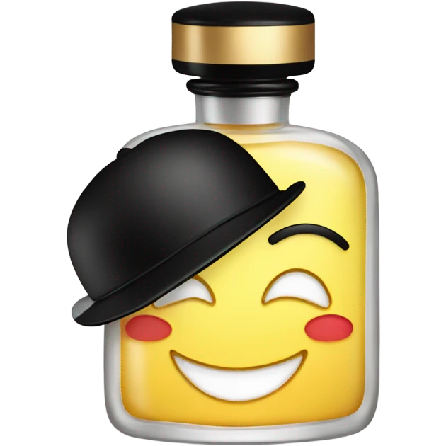 smiling perfume with black cap emoji