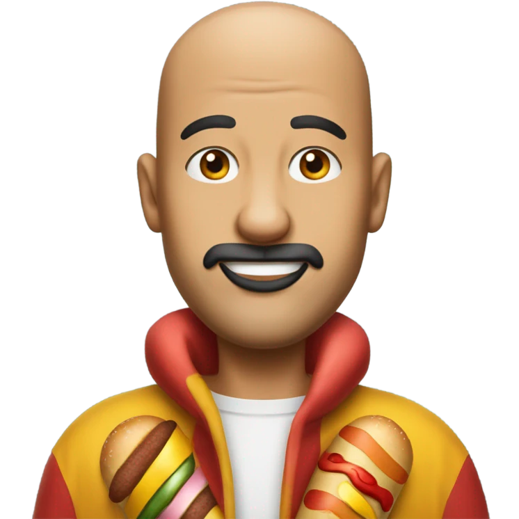 Bald beardless person in a hot dog costume  emoji