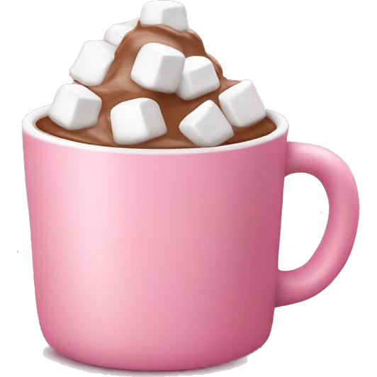 Hot chocolate with marshmallows in a little pink coffee cup emoji