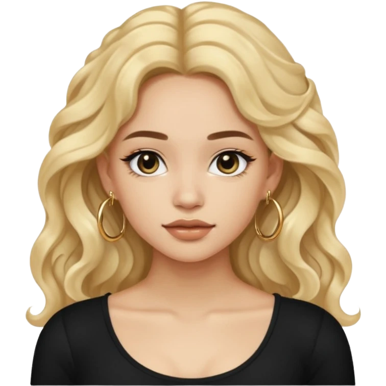 Im a girl whos lightskin, i have wavy long hair and i usually wear a black crop top with small gold hoop earrings emoji
