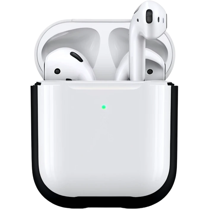 Gözleri kapalı, beyaz tenli ve dalgalı-kıvırcıkı siyah saçlı saç boyu orta omuzlarının biraz aşağısında bir kadın avatar, airpod kulaklıkları takılı müzik dinliyor ve kitap okuyor emoji