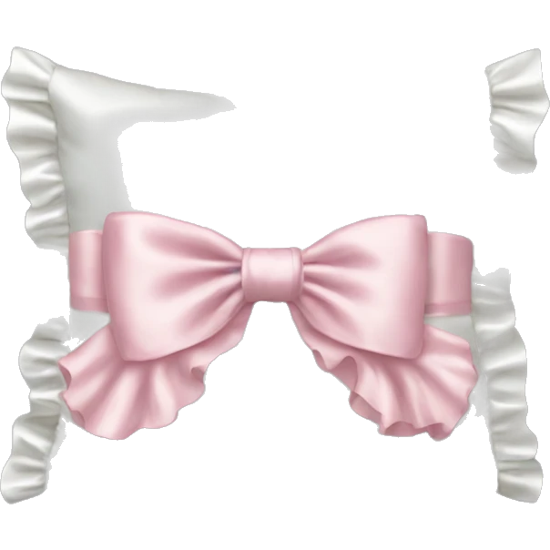 White satin ruffled pillow with light pink bow emoji