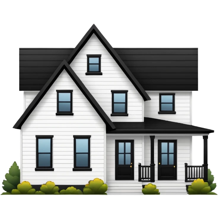 modern farmhouse with white siding and black trim emoji