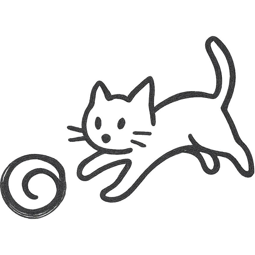A cat chasing a ball that looks like the Enso speedrun logo emoji