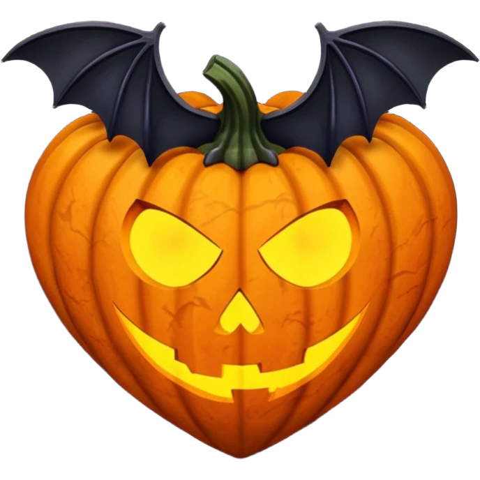 heart with Halloween theme, spooky, pumpkins, bats, dark colors emoji