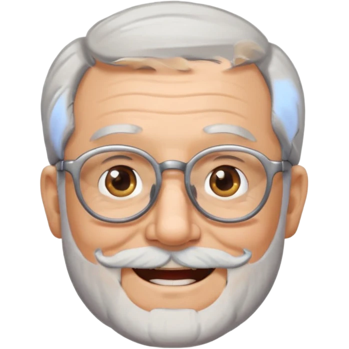 happy granddad with grey hair and beard and glasses emoji