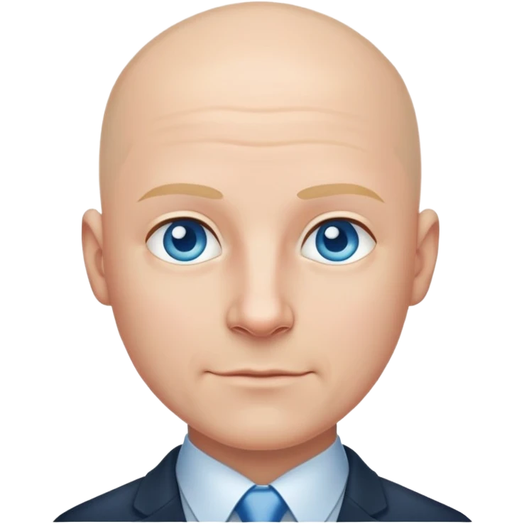 bald man, face and neck, blue eyes, kind face in a business setting emoji