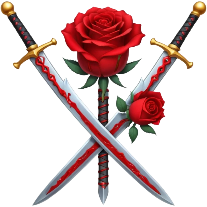 Crossed weapons with a rose emoji
