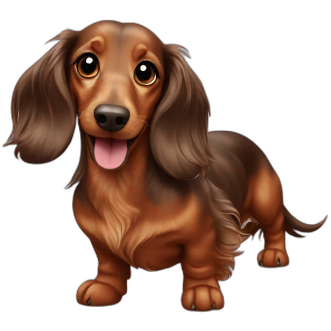 happy long haired brown marble dachshund emoji