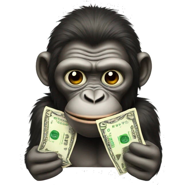 Ape with money and a mustache emoji