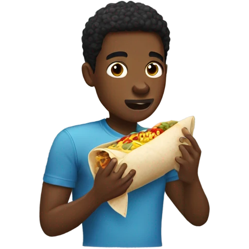 black young man eating a burrito  emoji