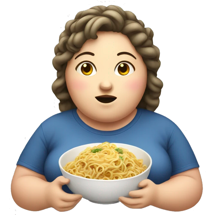 Fat girl eating noodles emoji