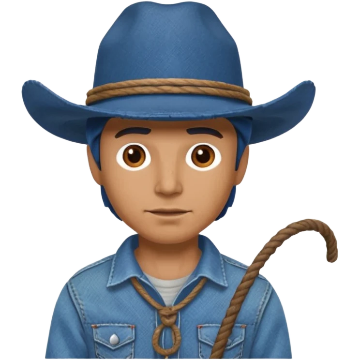 Cowboy with blue hat and lasso emoji