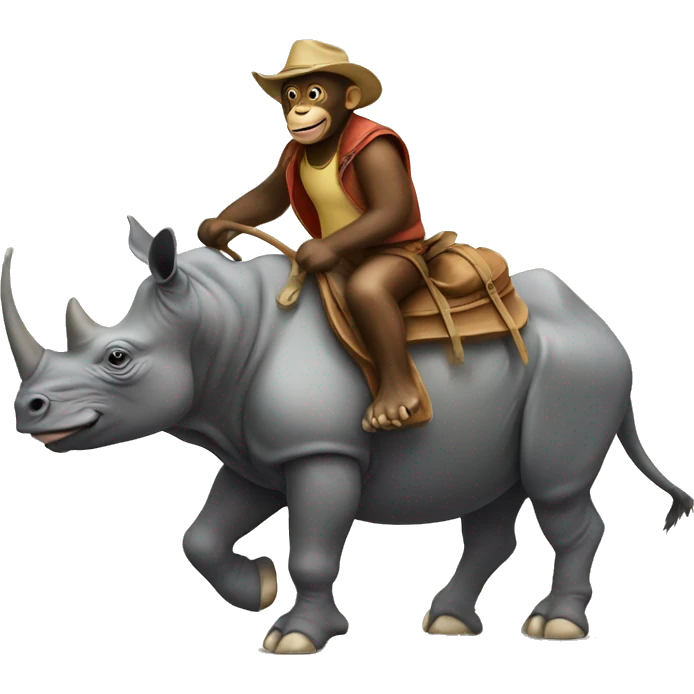 Monkey riding rhino emoji