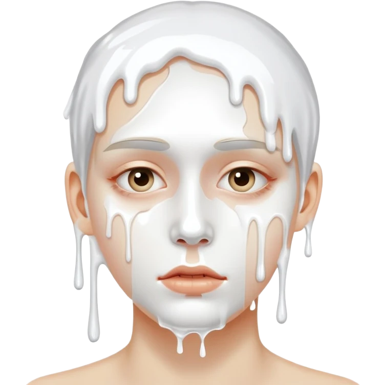 White paint dripping from face emoji