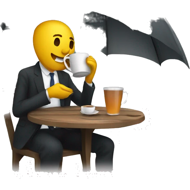drinking tea in the umbrella emoji
