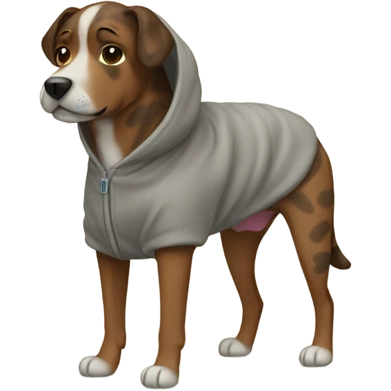 Brindle dog in a hoodie emoji