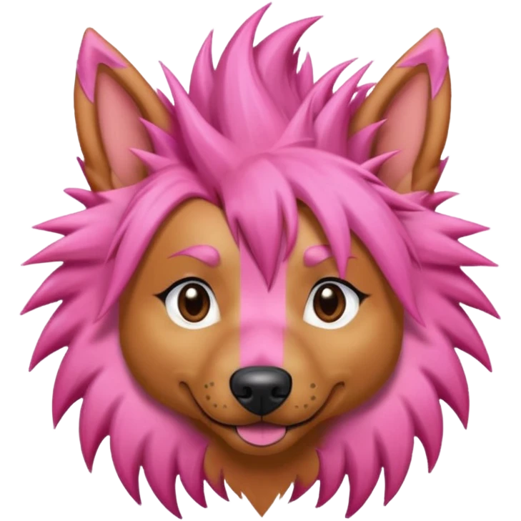 fancy pink very  spiky haired dog with earrings emoji