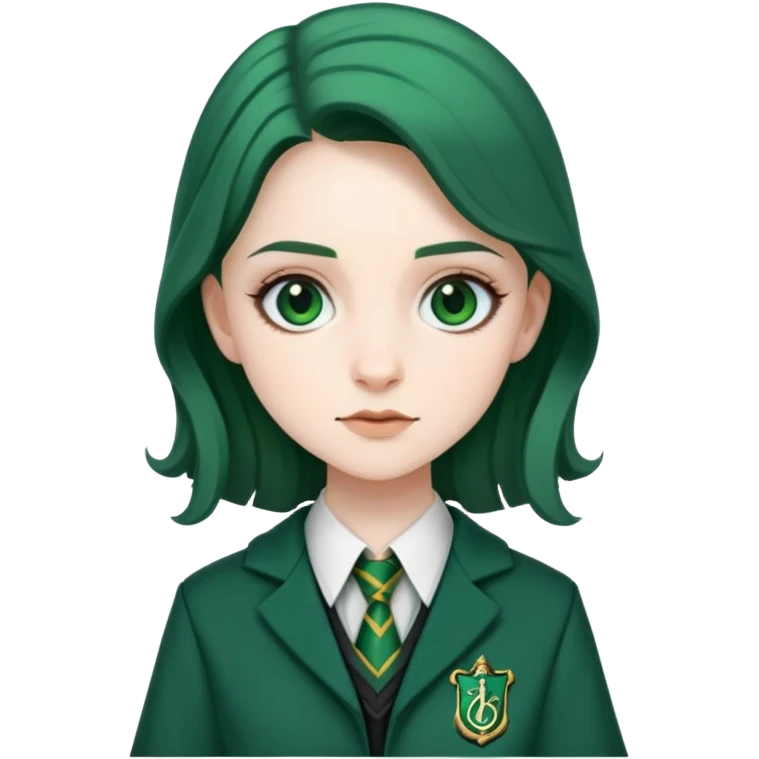 Pansy Parkinson in harry potter, wear hogwarts slytherin uniform emoji
