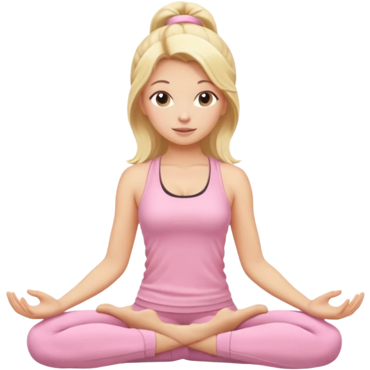 blonde yoga girl light pink clothes n emoji