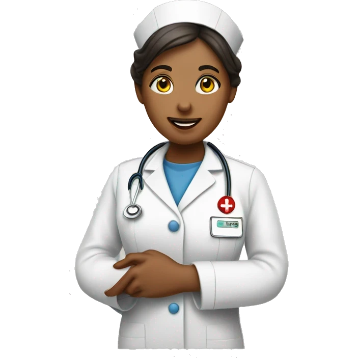 a nurse gives a hand to a hotline consultant emoji