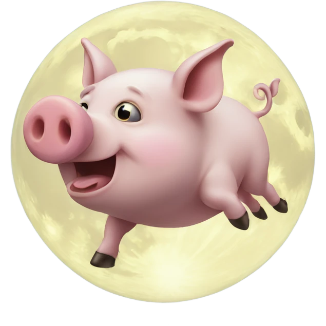 Pig flying over the moon emoji