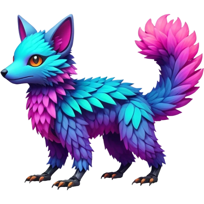 futuristic lush warm-colored neon-colored Fakémon-Trico-creature (full body) emoji