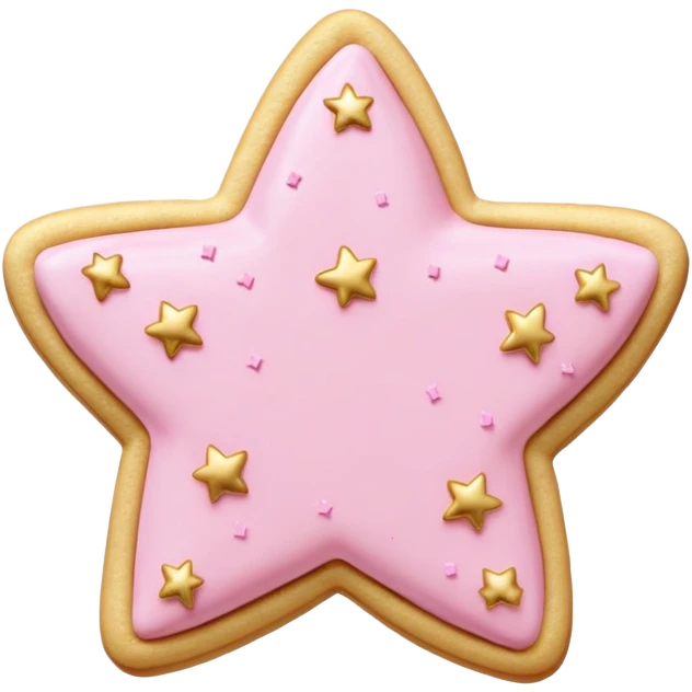 pink buttercream sugar cookie with gold heart and star sprinkles  emoji