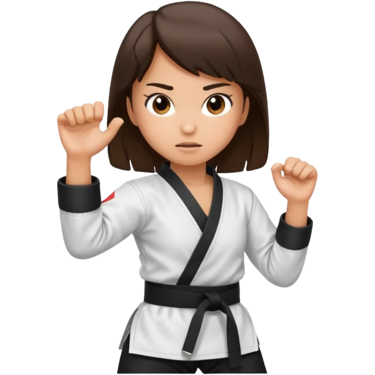 Karate Brunette girl whit brown or black belt that practice emoji