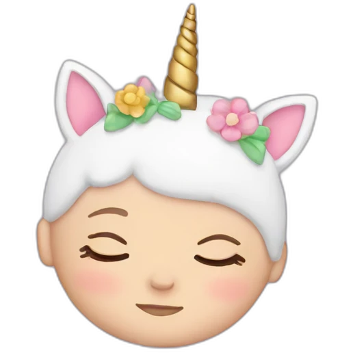 Sleeping white Newborn with unicorn headband emoji