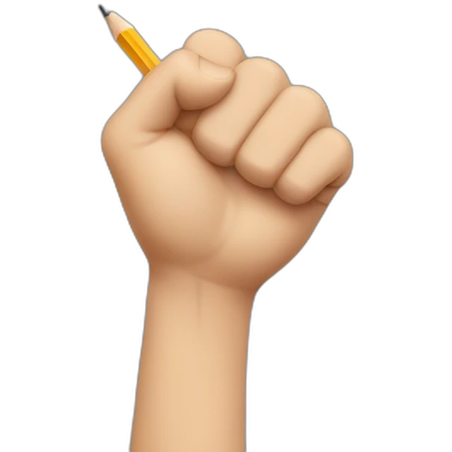 hand holding pencil in fist emoji