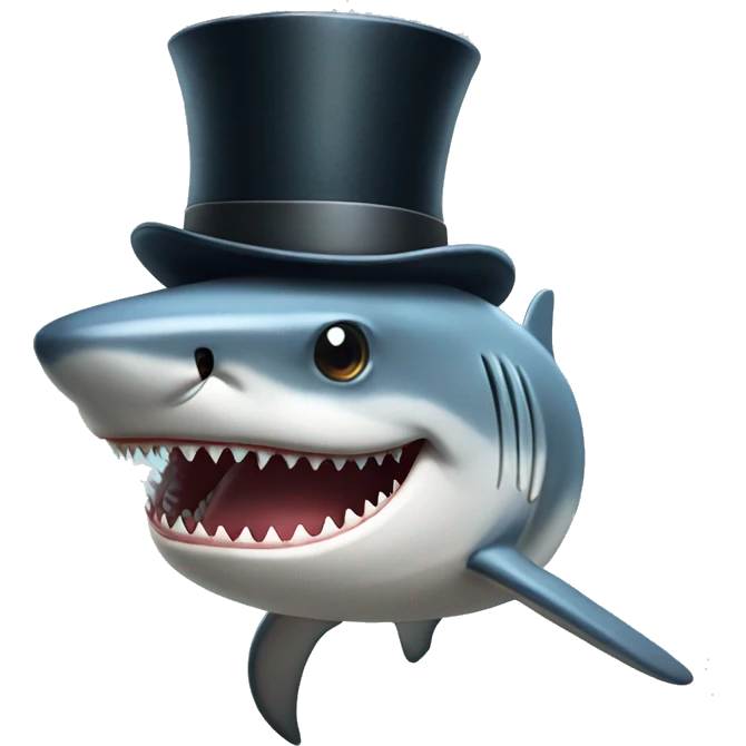 Shark with a top hat emoji