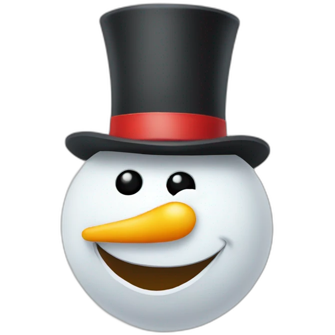 A snowman with yellow teeth a black nose and red eyes emoji