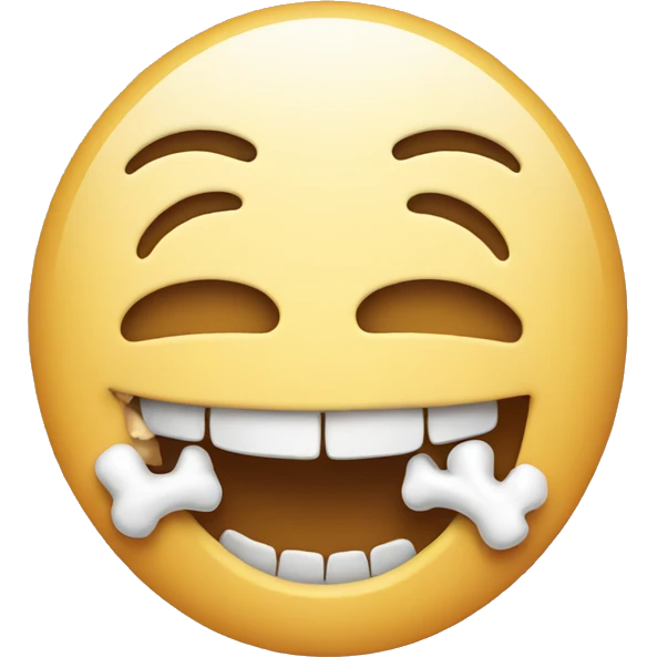 Smiling emoji with bone in his mouth emoji