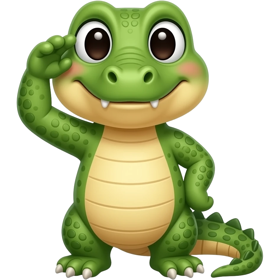 cute baby crocodile saluting emoji