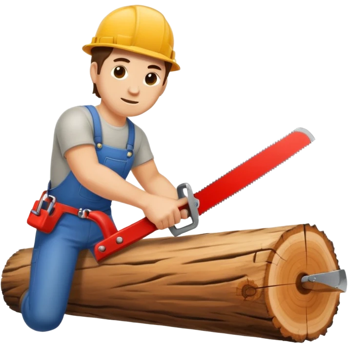 человек пилит бревно пилой emoji