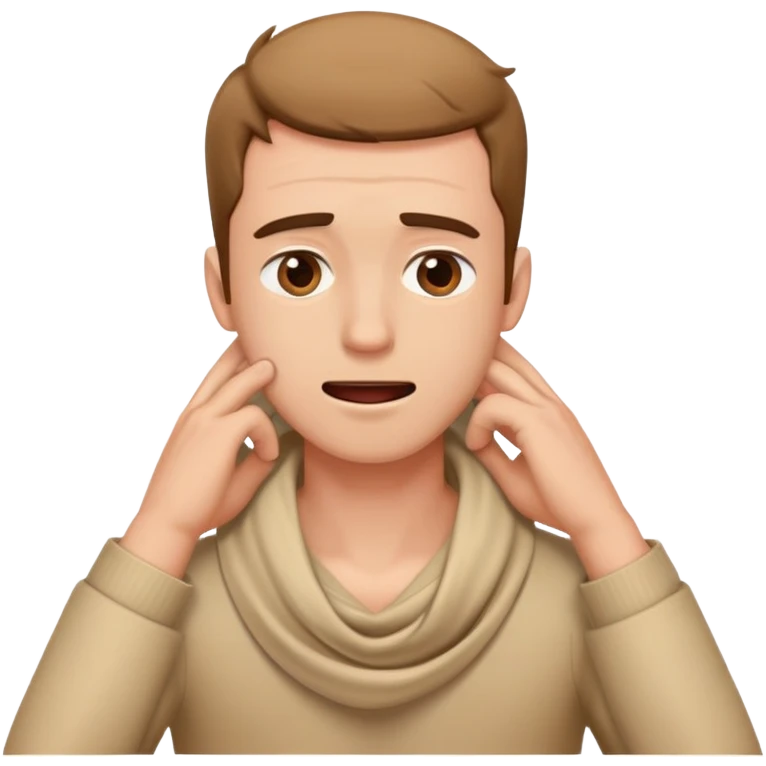 A guy with his hands around his neck crashing out emoji