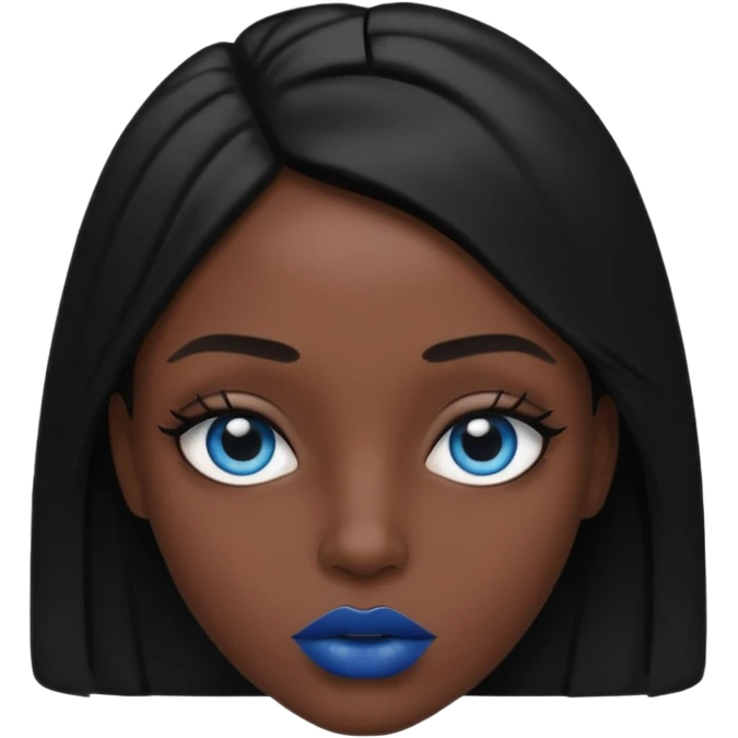 A 67 color blue black eye and lips. emoji