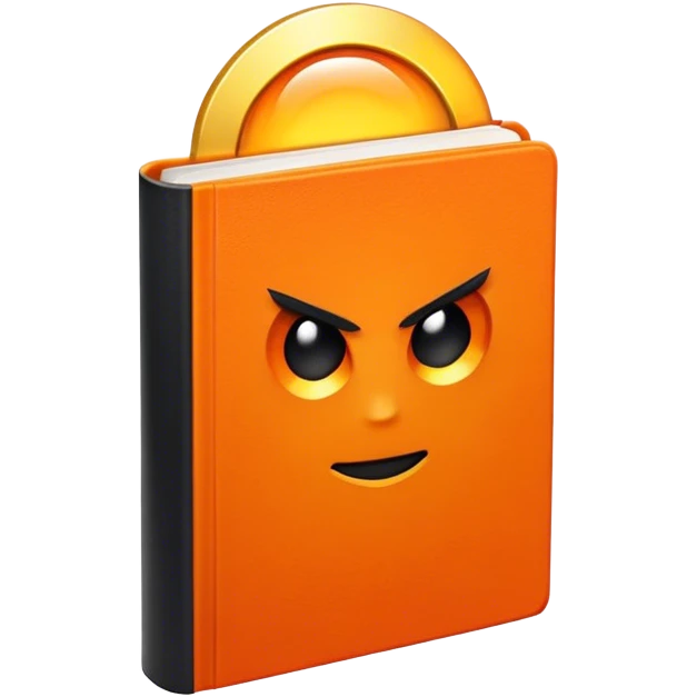 A bright orange book with a black, bold X with a slightly rough, edgy texture, exuding idgaf energy and pure, unapologetic confidence..orange halo aura.. unstoppable emoji